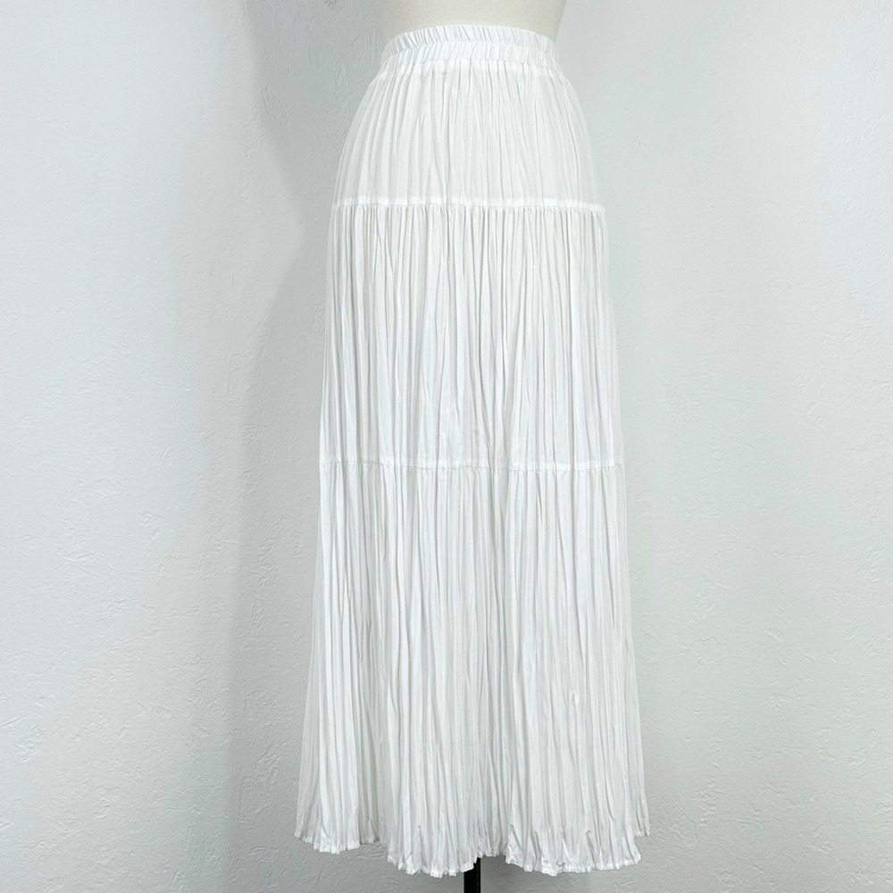 Vintage Cottagecore Boho Western Maxi Skirt Sz Large Ruched Broomstick Pleated